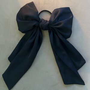 J.Crew Oversized Black Silk Bow Hair Tie Large Statement Bow